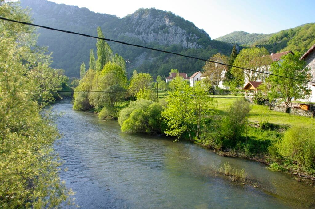 french village with river